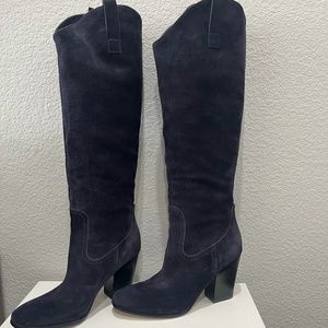 Vero Cuoio Navy Suede Knee High Boots  Size 7 1/2